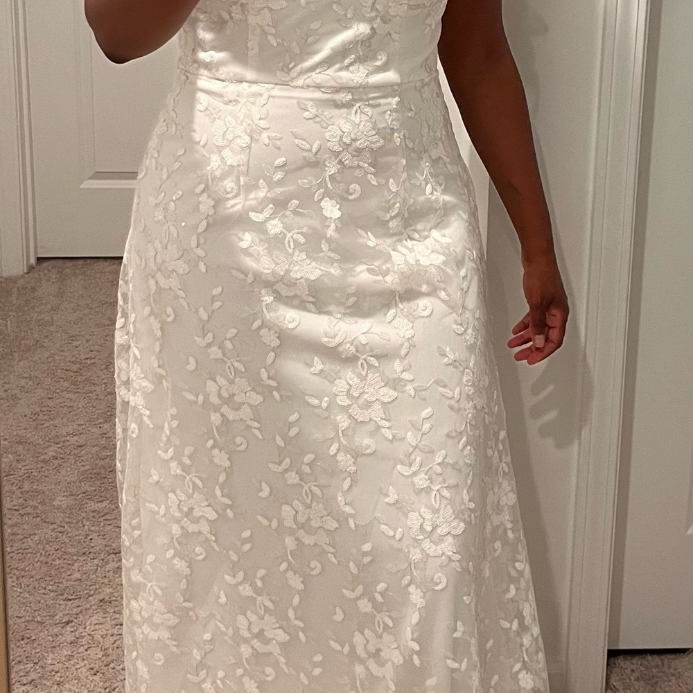 Sequin Soft White A-line Wedding Dress - Picture 4 of 5